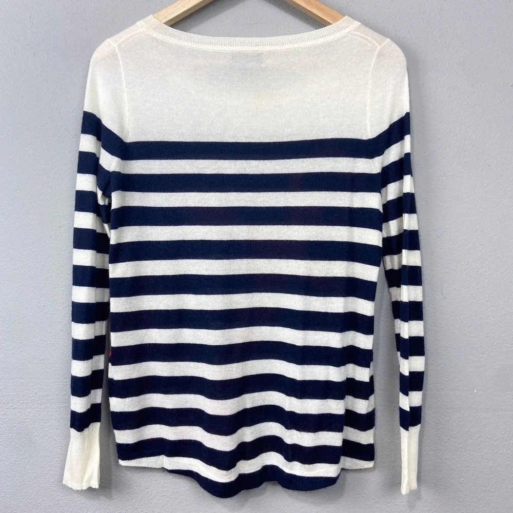J Crew Collection Italian Cashmere Sweater Top Size XS‎ Nautical Anchor Striped
